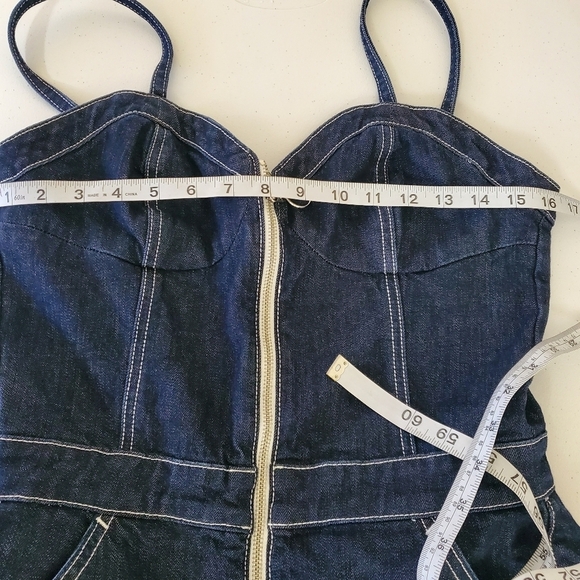 Taylor Hill x Joe's Jeans  Jumpsuit Women M Wide Leg Denim Sweetheart Neckline - Picture 4 of 12